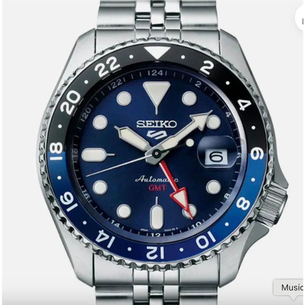5 Five Sports SSK003 Skx Gmt Automatic Watch 100m Blue Dial SSK003K1 by Seiko