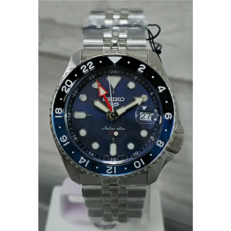 5 Five Sports SSK003 Skx Gmt Automatic Watch 100m Blue Dial SSK003K1 by Seiko