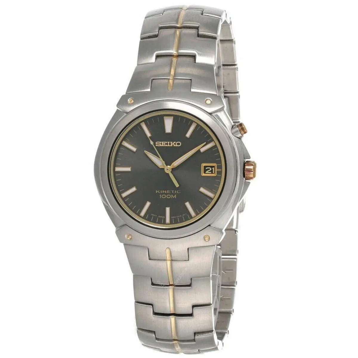 Seiko 39MM Dark Charcoal Dial Two-tone SS Men`s Watch SKA198