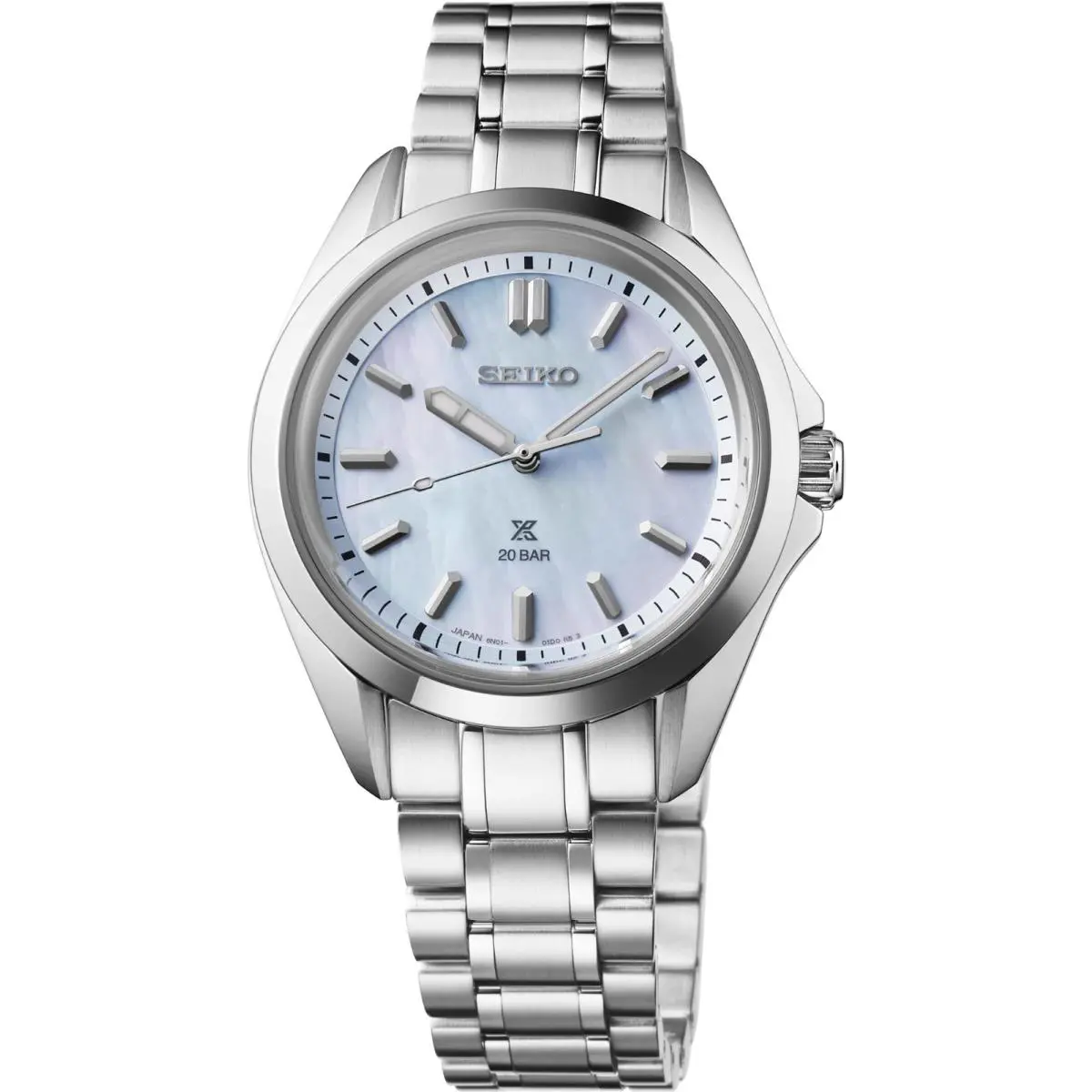 Seiko Prospex Sport Quartz Blue Mop Dial Stainless Steel Women`s Watch SUR607 - Dial: Blue, Band: Silver, Bezel: Silver