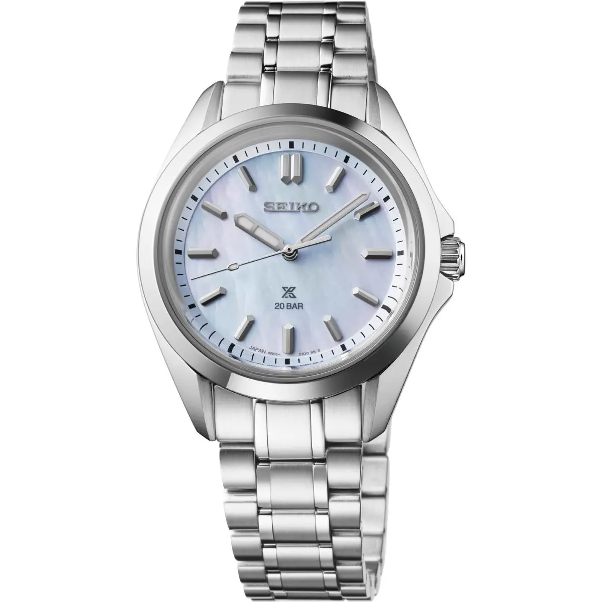 Seiko Prospex Sport Quartz Blue Mop Dial Stainless Steel Women`s Watch SUR607 - Dial: Blue, Band: Silver, Bezel: Silver
