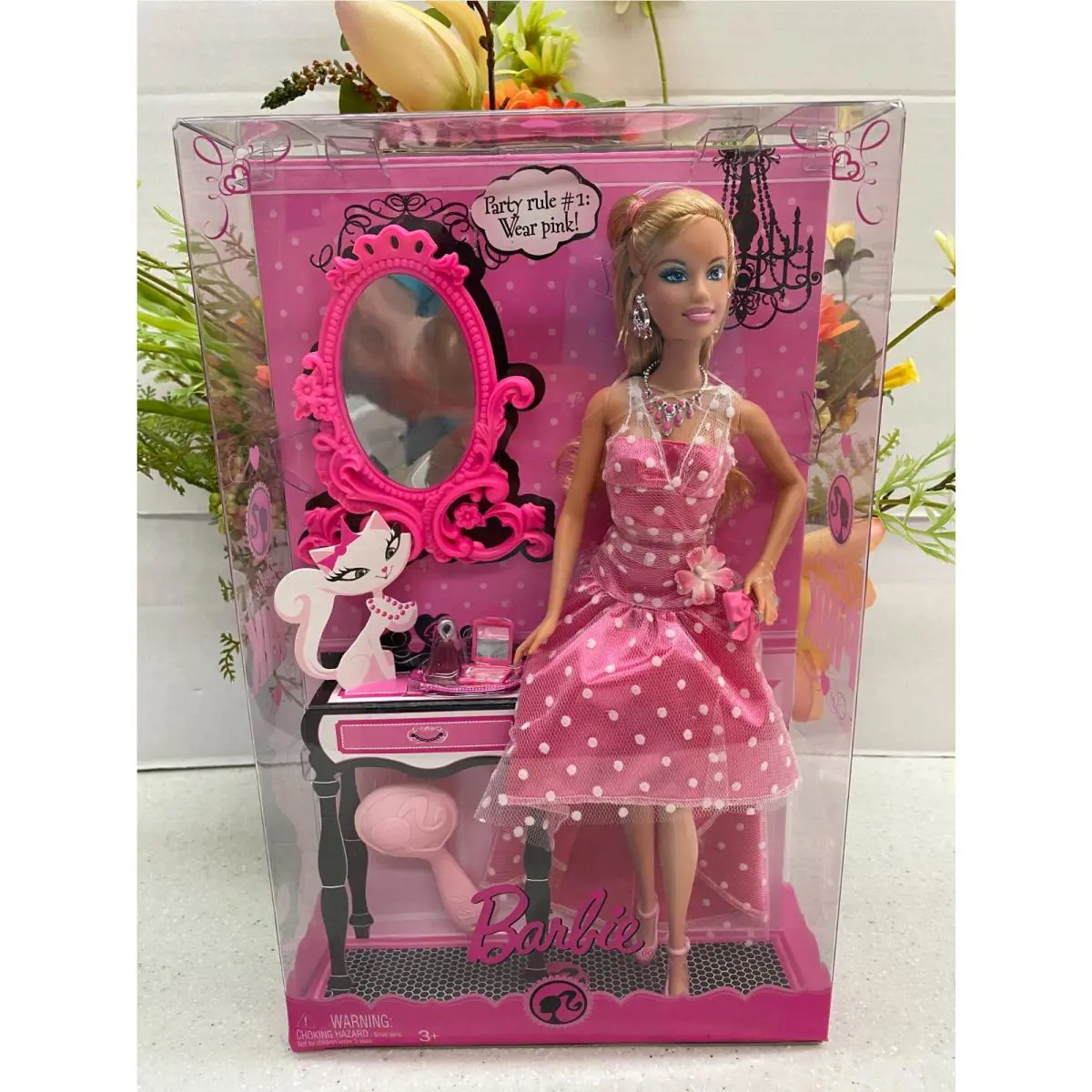 Mattel Barbie Color Your World Pink with Pink Polka Dot Dress Mirror Misb 2008
