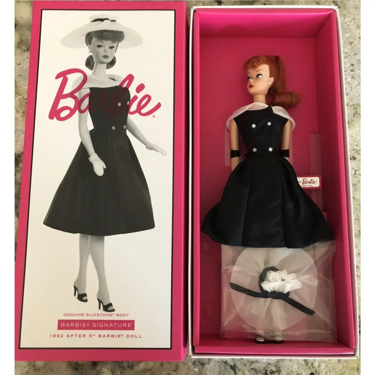 Signature Silkstone 1962 Reproduction After 5 Barbie Doll with Hat and Earrings