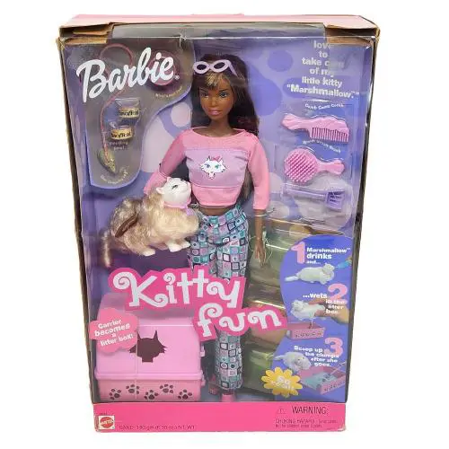 2000 Mattel Kitty Fun Barbie African American Doll 28624 Box W/ Cat