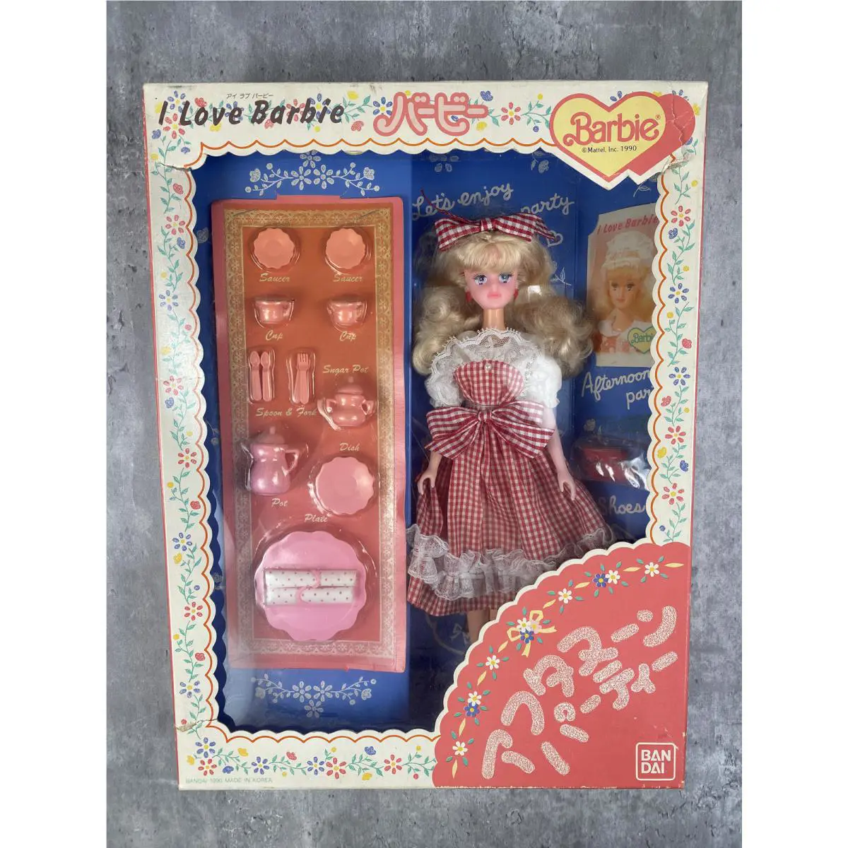 Vintage 90s Barbie Doll Red Gingham Dress I Love Barbie Bandai Japan Import Nrfb