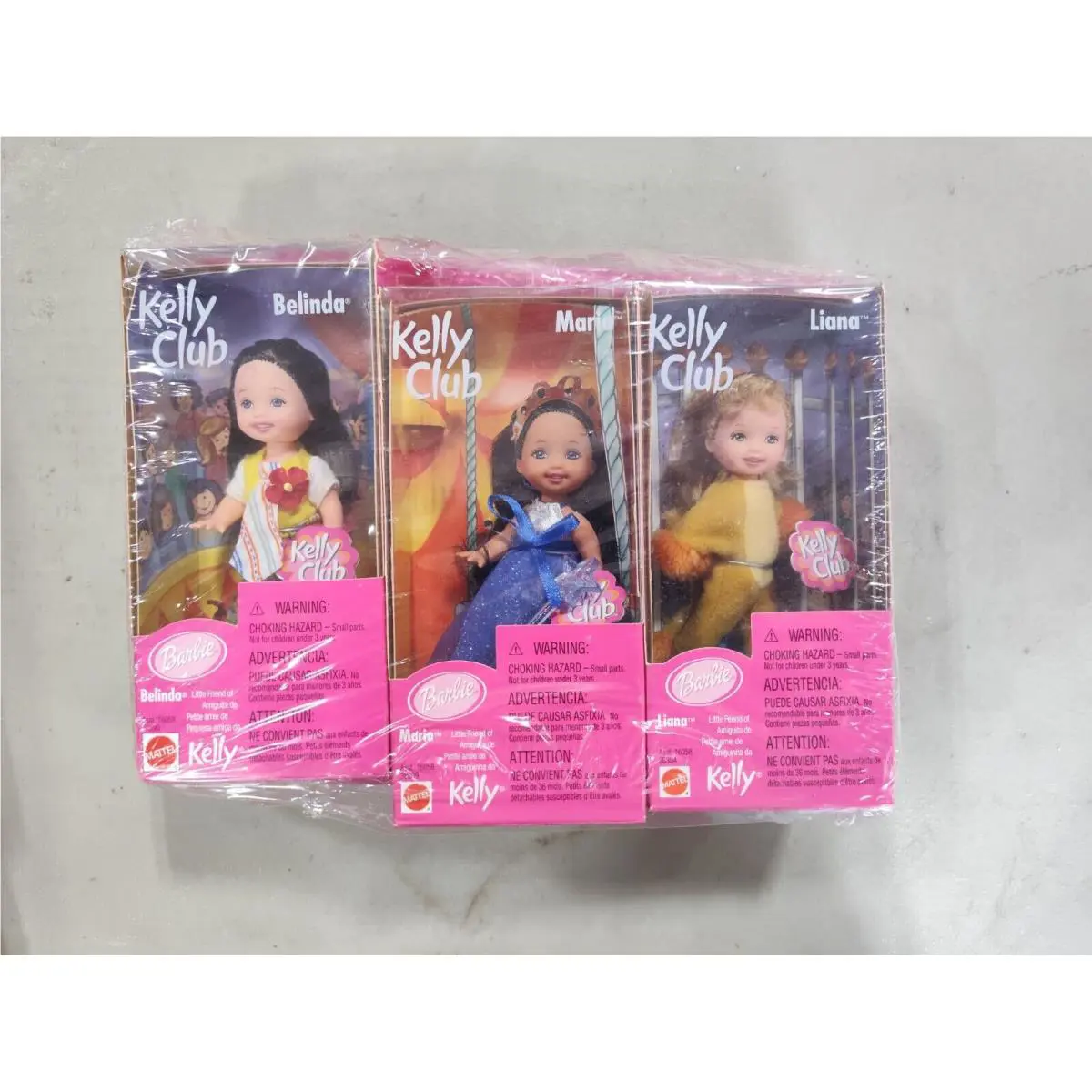 2000 Barbie Kelly Club Foreign 3 Pack Gift Set W/ Bag Liana- Belinda- Maria B51