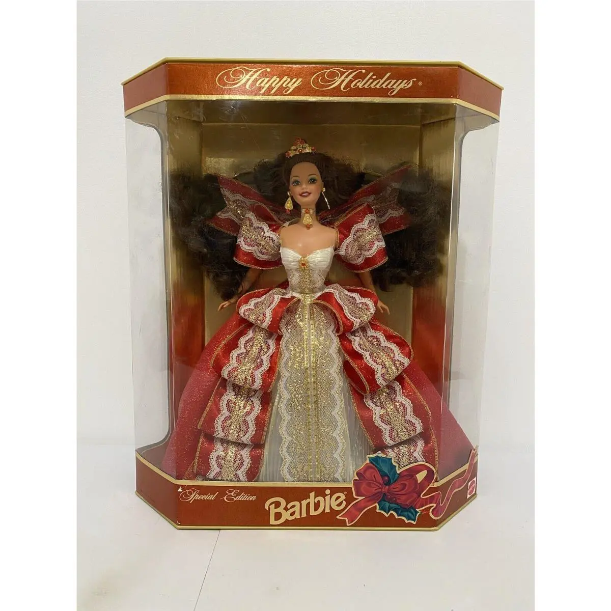 Green Eyed Happy Holidays Special Edition 1997 Barbie Doll Box Error Blue