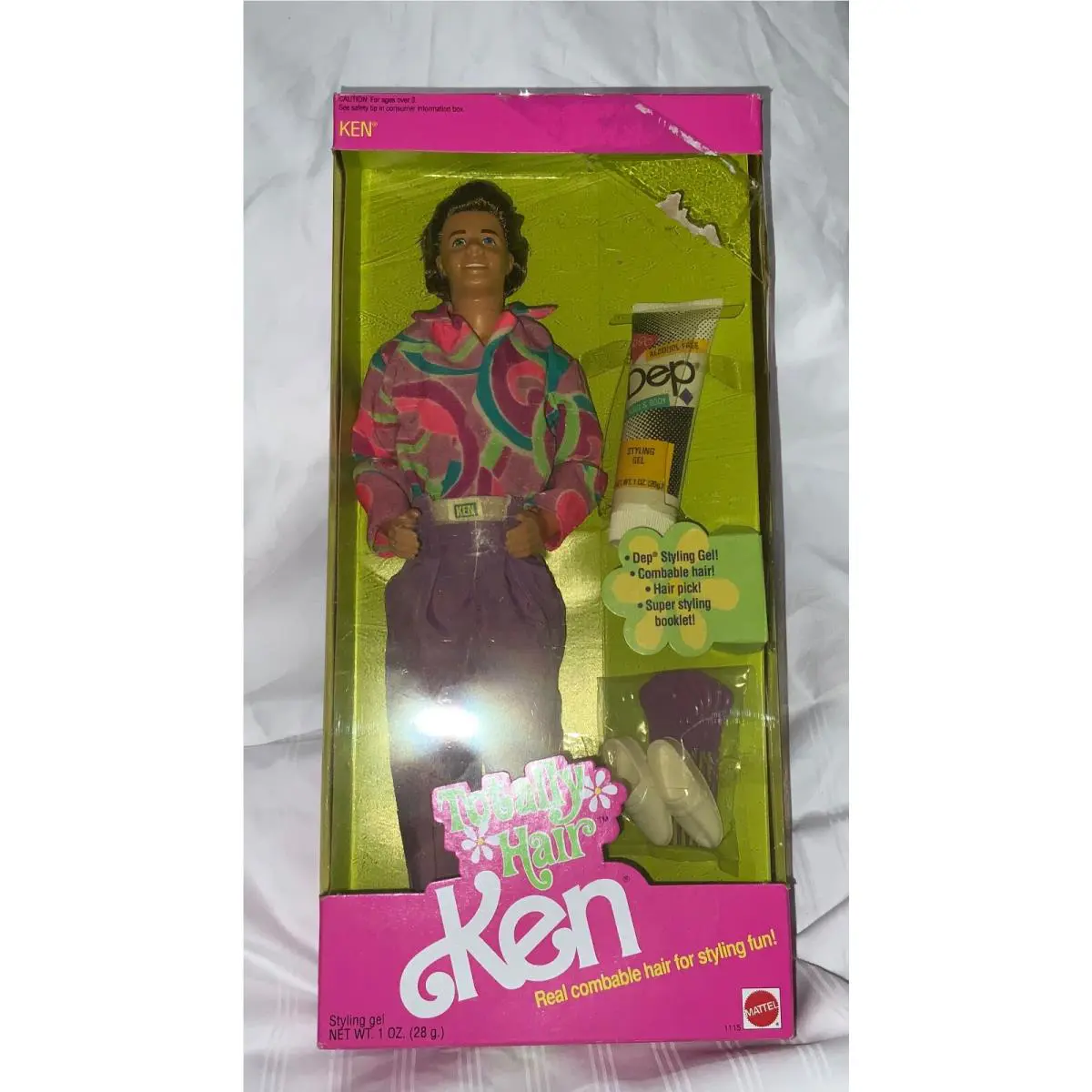 1991 Vintage Mattel Totally Hair Ken Barbie Doll 1115 with Dep Styling Gel Mod