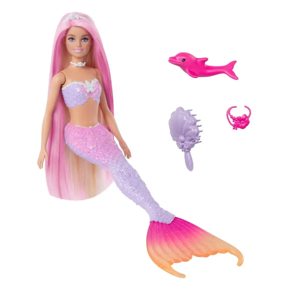 Barbie Mermaid Doll Color Change Pink to Purple with Accessories For Kids 3+