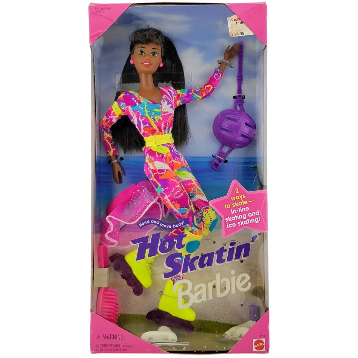 Vintage 1994 Barbie Hot Skatin’ African American Doll Bend Move Body 13512