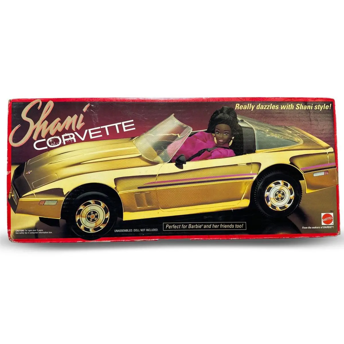 Vintage Mattel Barbie Shani Gold Corvette 7981 Rare Htf