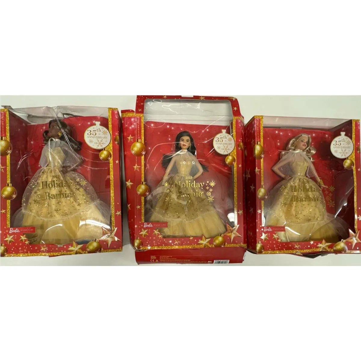 3PC 2023 Holiday Barbie 35th Anniversary Set Barbie Signature Read