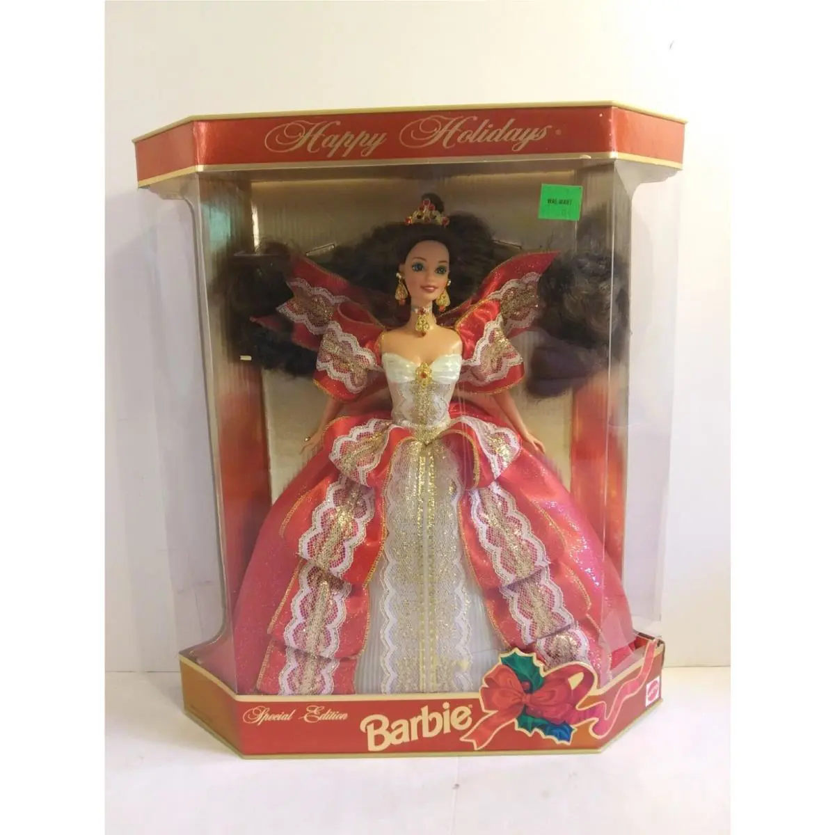 Happy Holiday 1997 Barbie Doll Special Edition Rare Error Green Eyes Gold Back