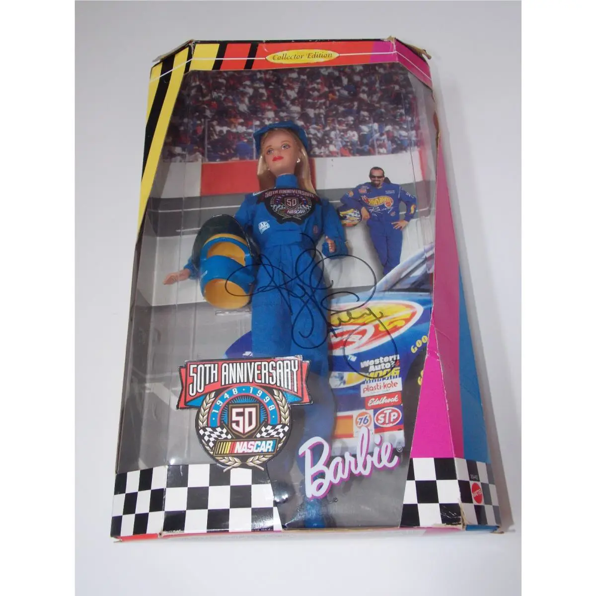 Barbie 50th Anniversary Nascar Doll 1998 Collector Edition Kyle Petty Signed