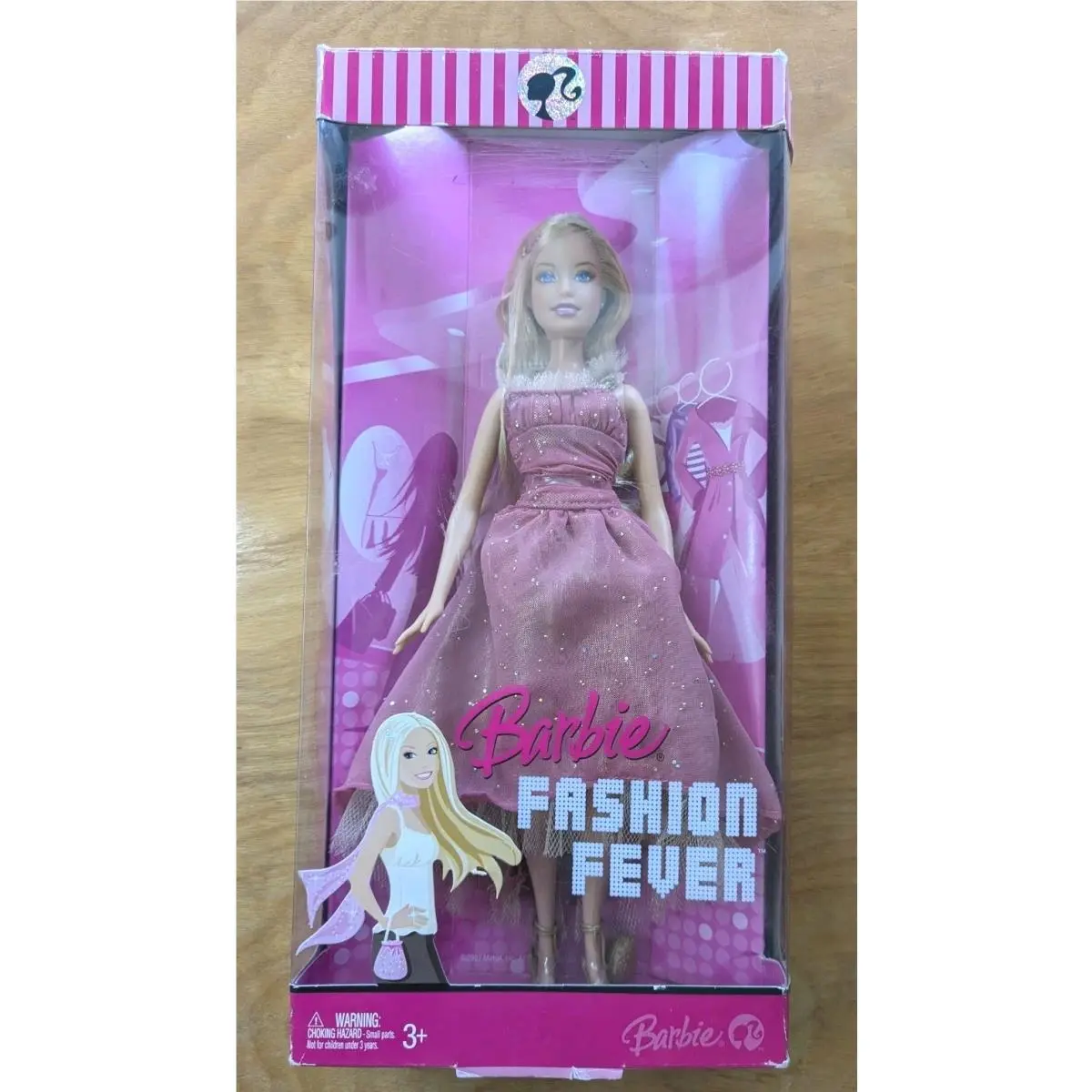 Barbie Fashion Fever Doll L3324 Blonde Hair Pink Gold Dress Mattel 2007