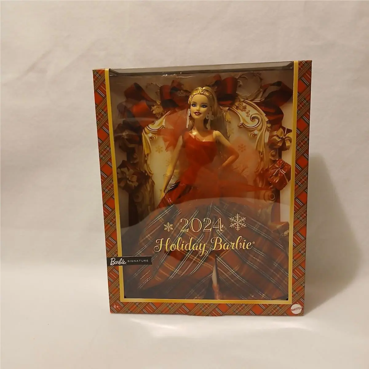 Barbie 11 Signature 2024 Holiday Collector Doll Red Plaid Gown Blonde Hair