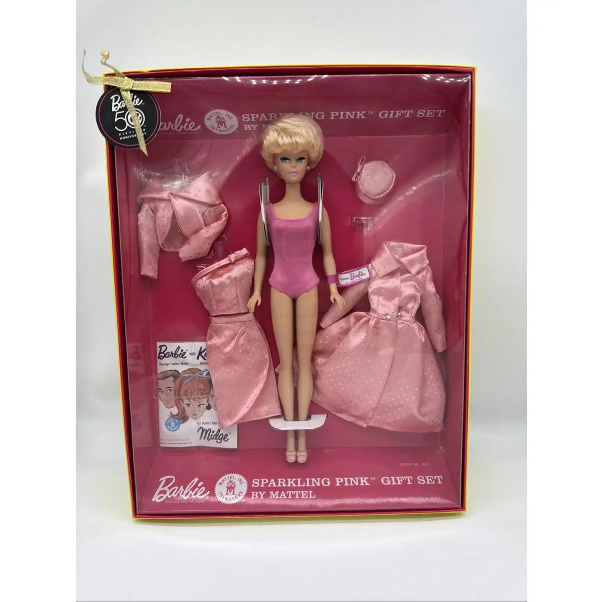 Sparkling Pink Barbie Doll Gift Set 50th Anniversary Reproduction Gold Label