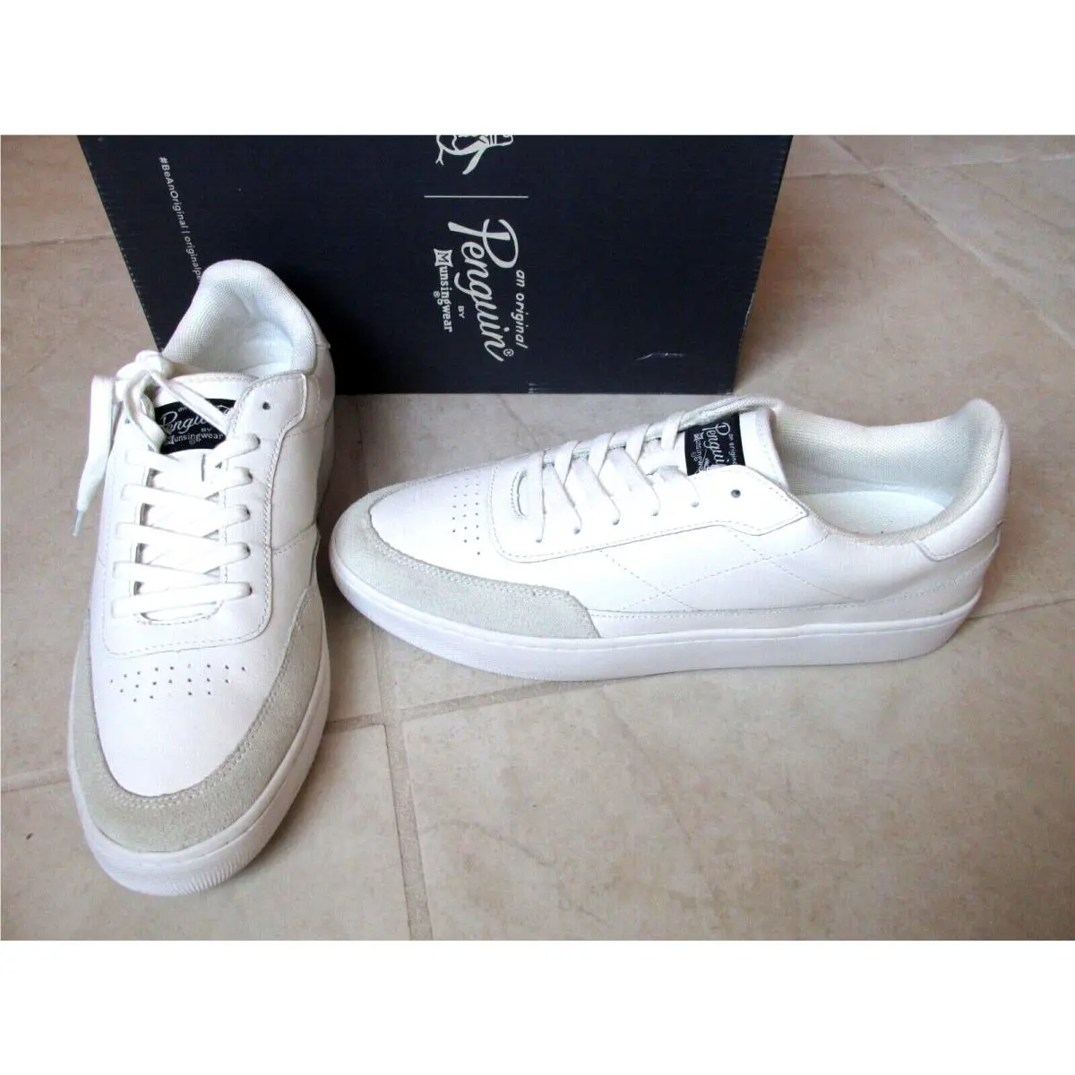 Original Penguin Club Lace Up Low Top Sneakers Mens 10.5 White Grey