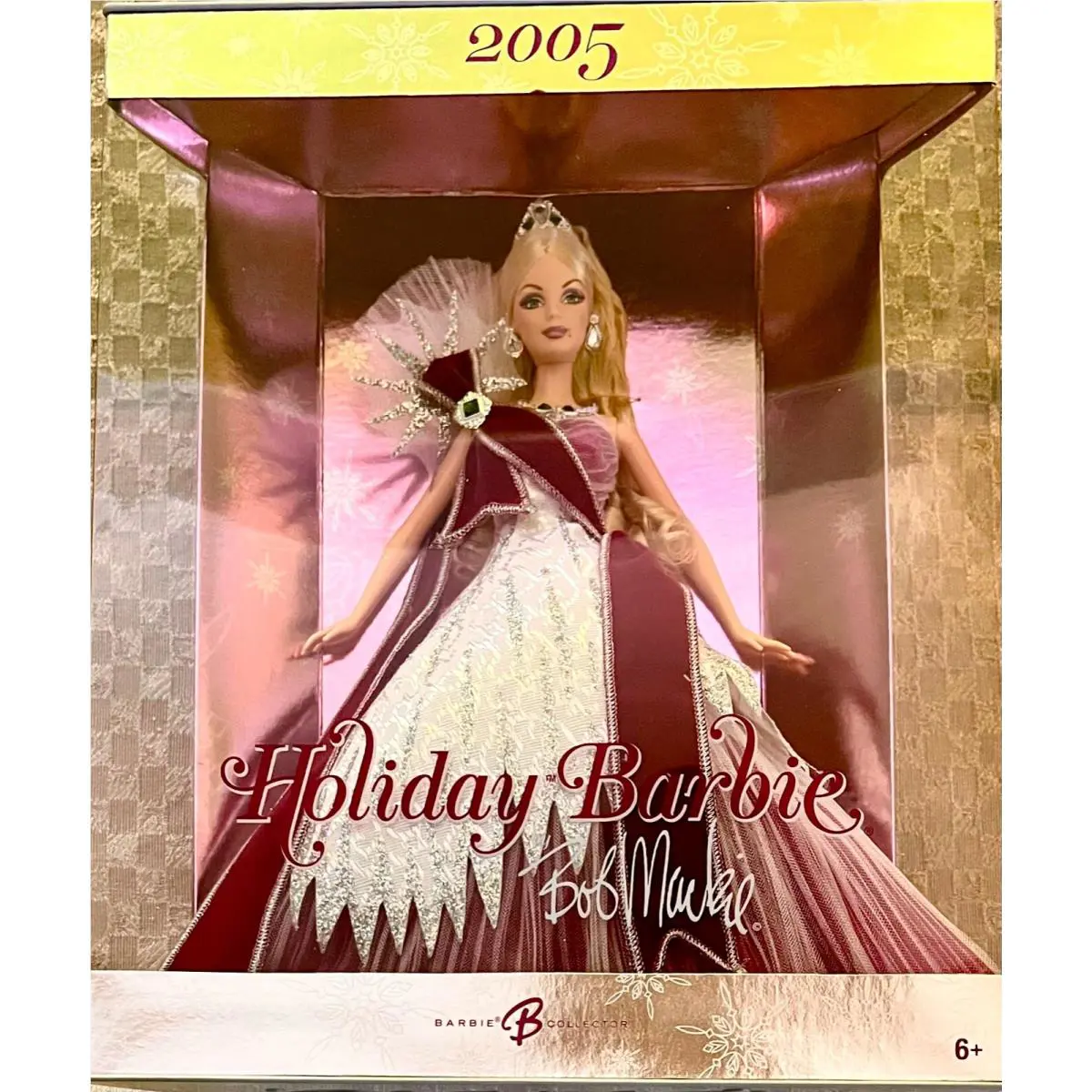 Barbie Happy Holiday: “2005” Bob Mackie Design Burgundy and Silver G8058 Nrfb