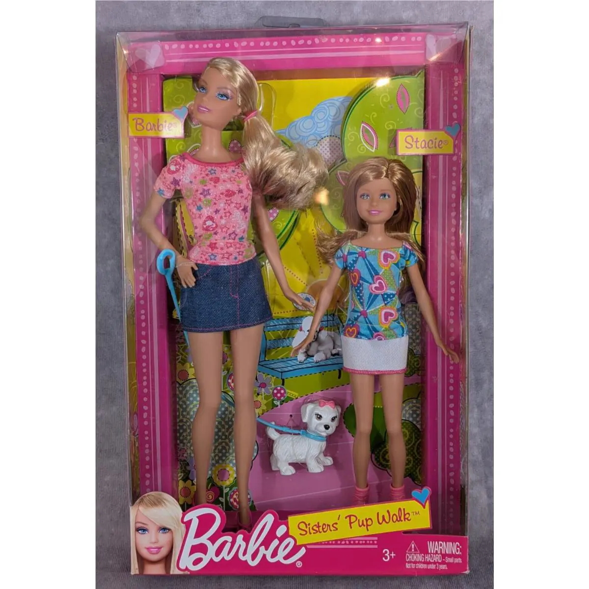 2011 Mattel Barbie Sisters` Pup Walk Barbie Stacie Dog Set W3285 Nrfb