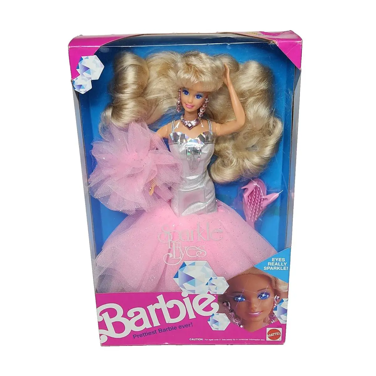 Vintage 1991 Sparkle Eyes Prettiest Ever Barbie 2482 Mattel Box