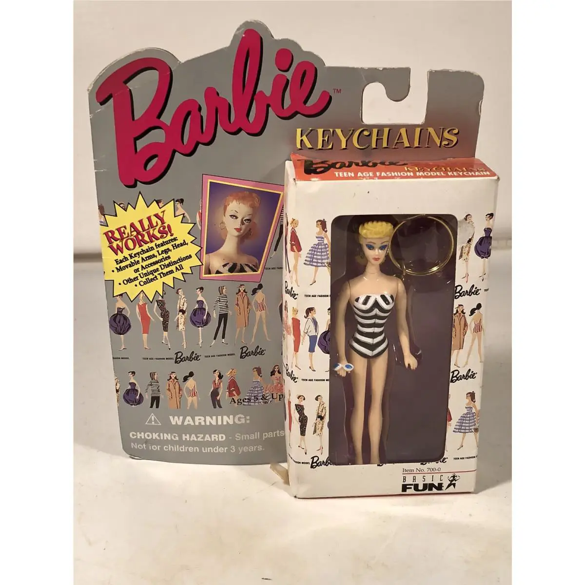 Vintage 1995 Mattel Basic Fun Barbie Blonde Hair Keychain 700-0 4 Tall
