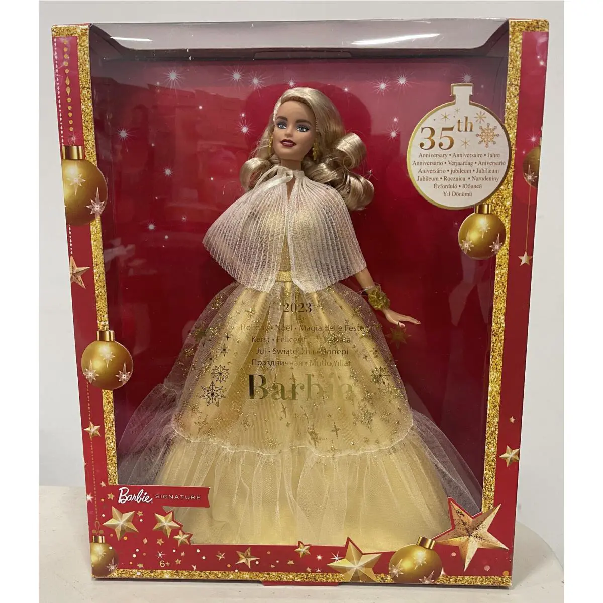 2023 Barbie Signature Collector Holiday Barbie Golden Gown Blonde Hair