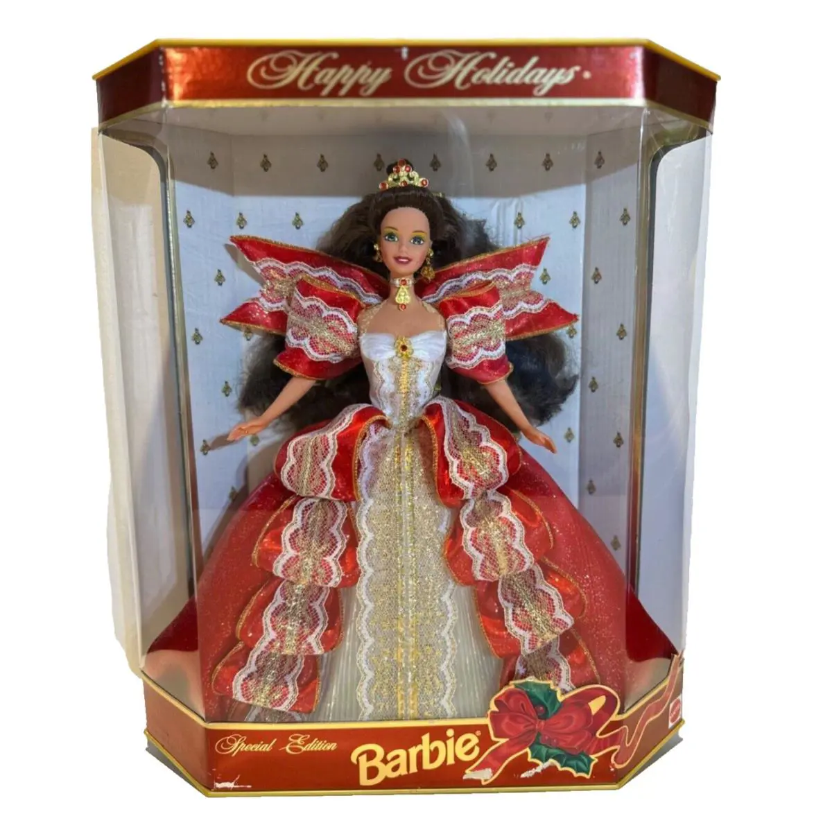 1997 Happy Holidays Special Edition Barbie Doll 10th Anniversary with Green Eyes