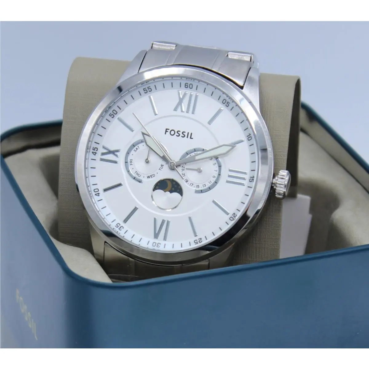Fossil Flynn Silver Chronograph Multifunction BQM7088 Men`s Watch