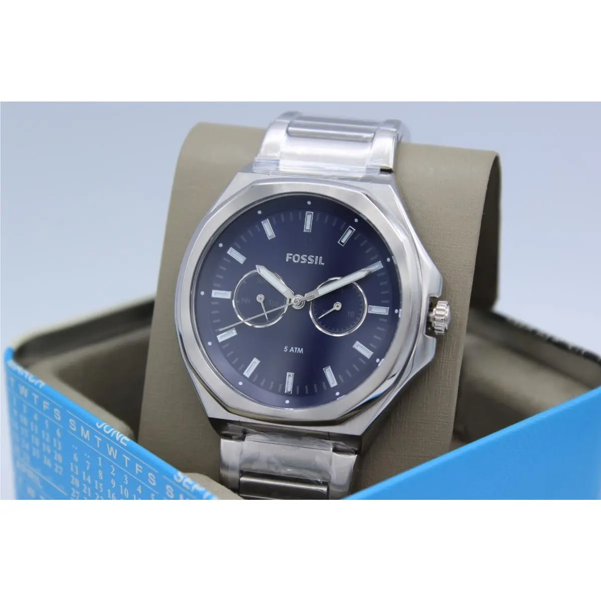 Fossil Evanston Silver Blue Chronograph BQ2610 Men`s Watch