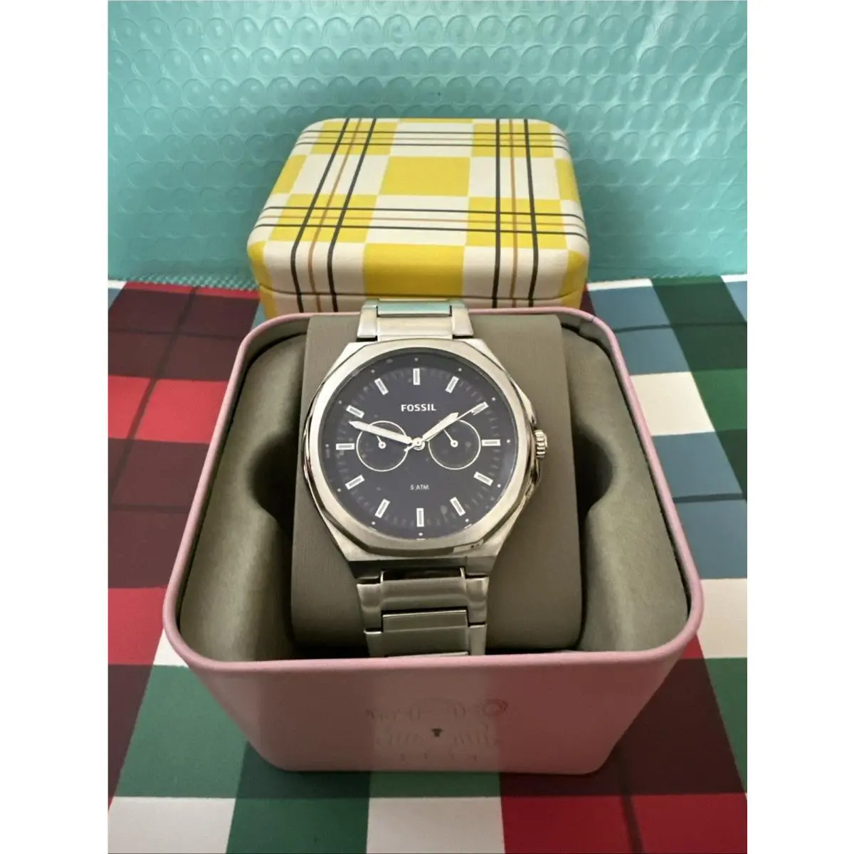 Fossil Evanston Silver Blue Chronograph BQ2610 Men`s Watch