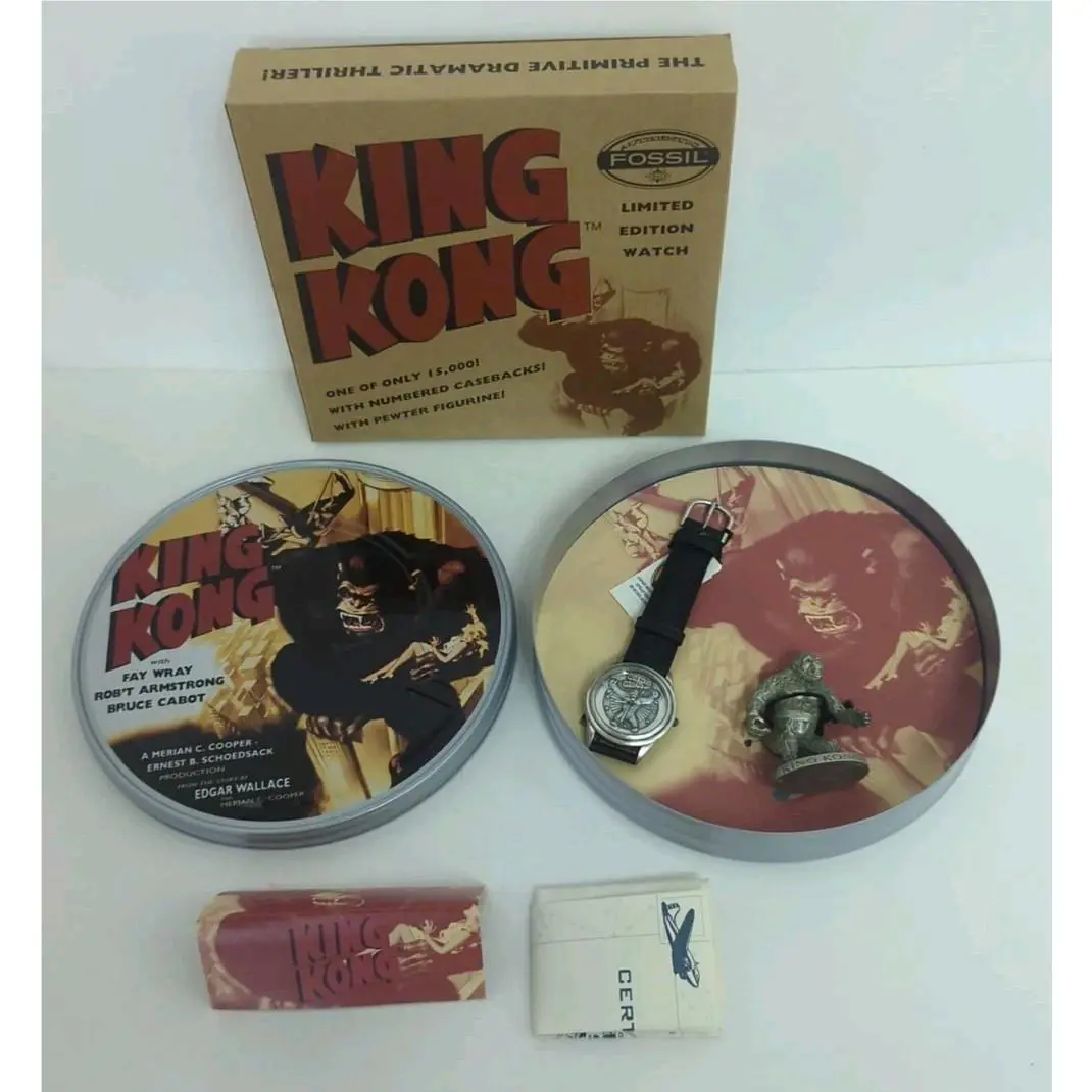 Fossil 1994 King Kong Watch in Tin Pewter Figure L.e. 4792/15000 - Mib
