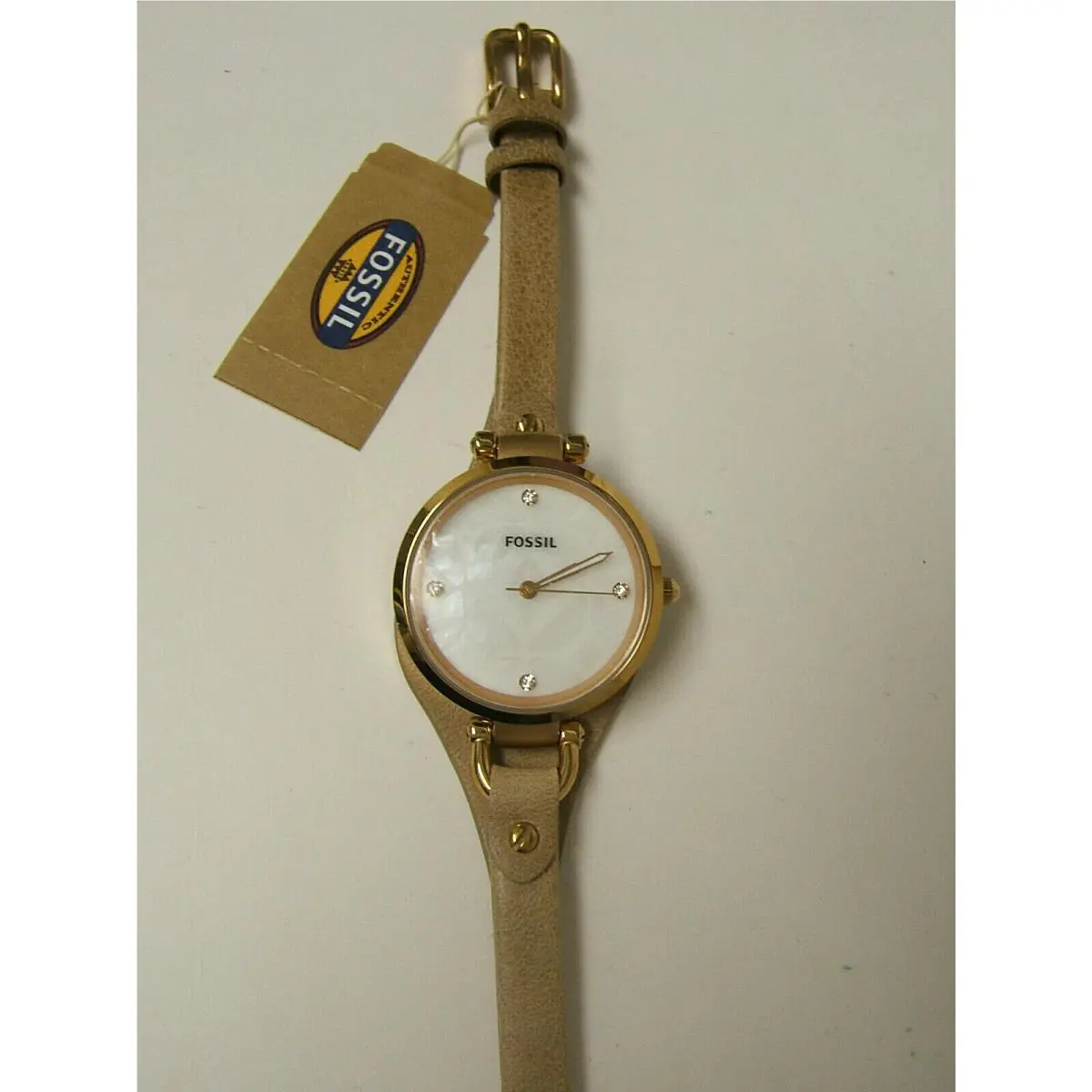 W Fossil Georgia Rose Gold Watch Mop Dial Leather Band ES3151