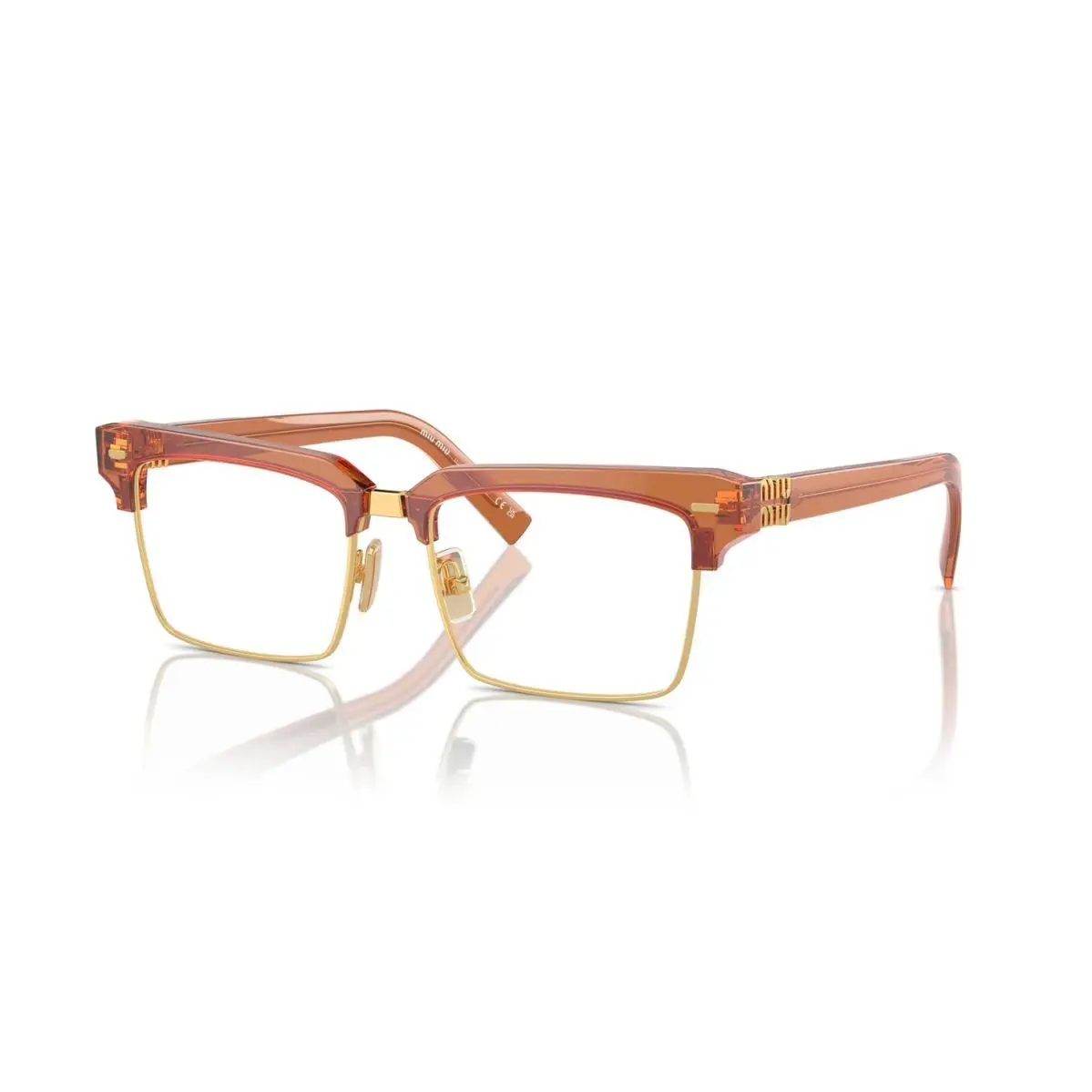 Miu Miu Vmu 11XV Caramel Trasparent and Gold 15T-1O1 Eyeglasses