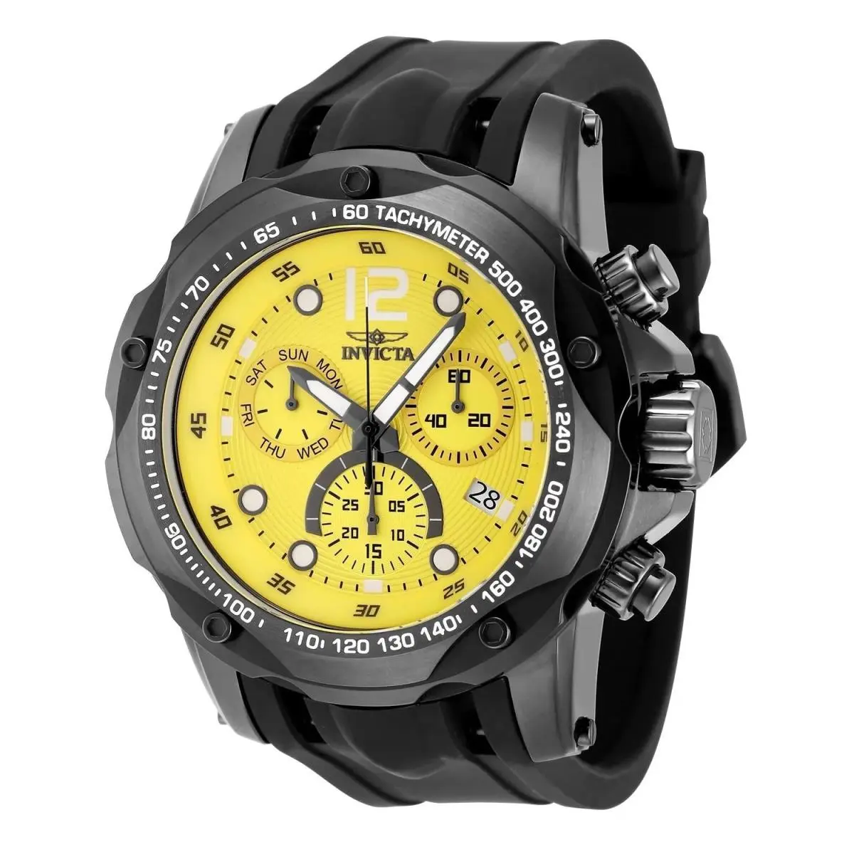 Invicta 48908 Quartz Watch Yellow Dial Silicone 51mm Men
