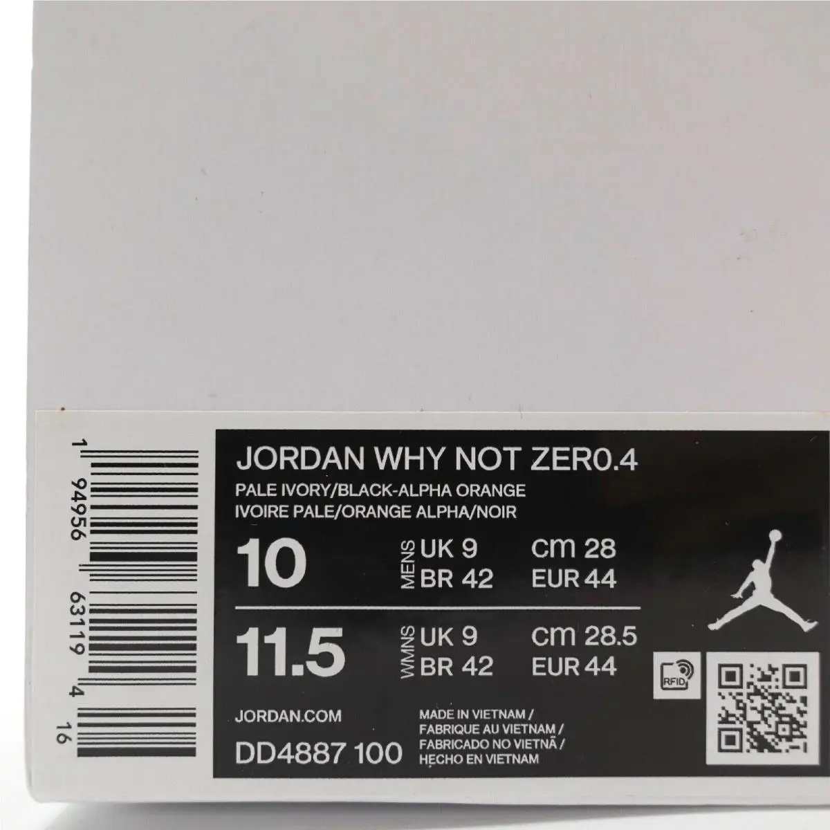 Nike shoes - Jordan `Why Not?` ZER0.4 - DD4887-100 - Pale Ivory/ Black- Alpha Orange 2