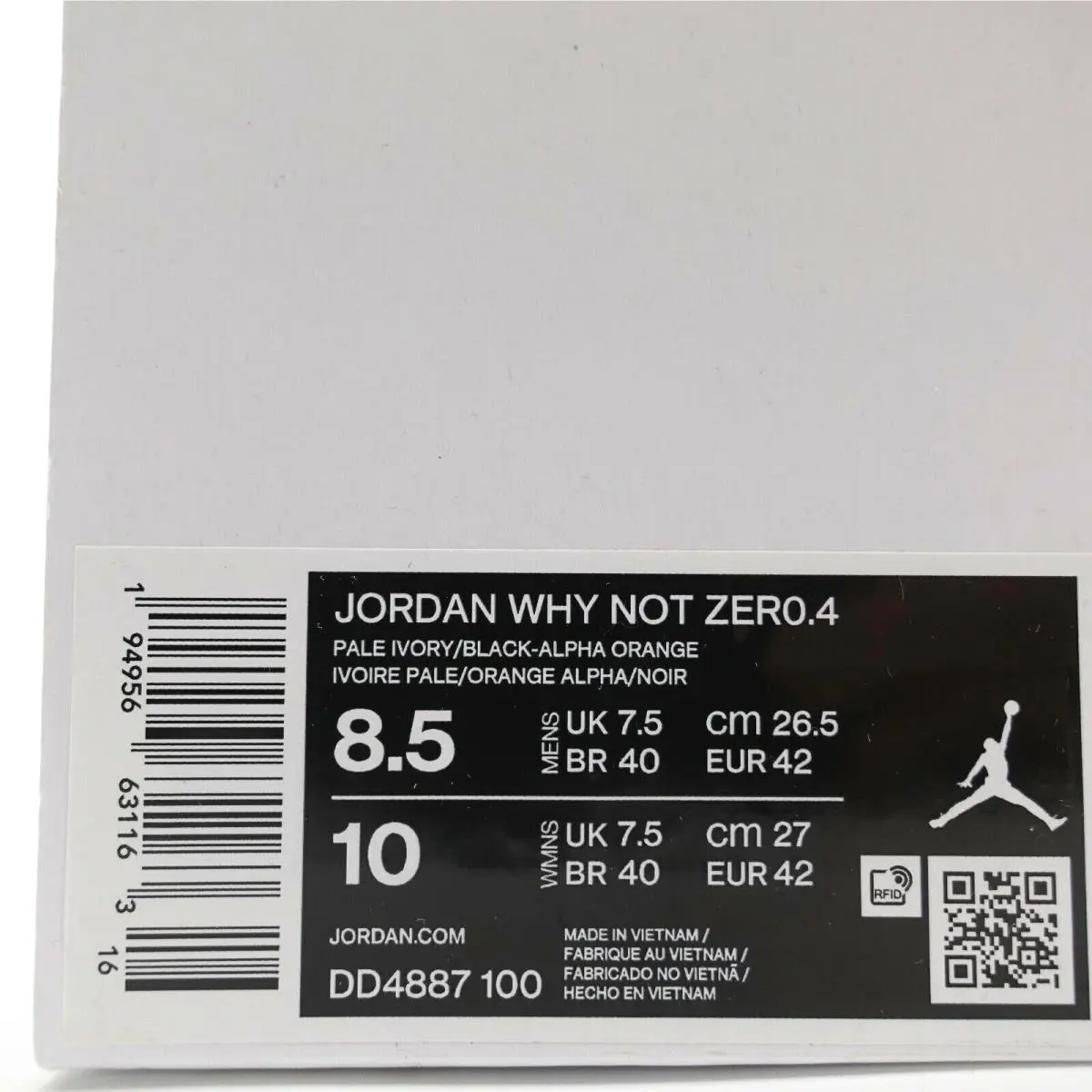 Nike shoes - Jordan `Why Not?` ZER0.4 - DD4887-100 - Pale Ivory/ Black- Alpha Orange 0