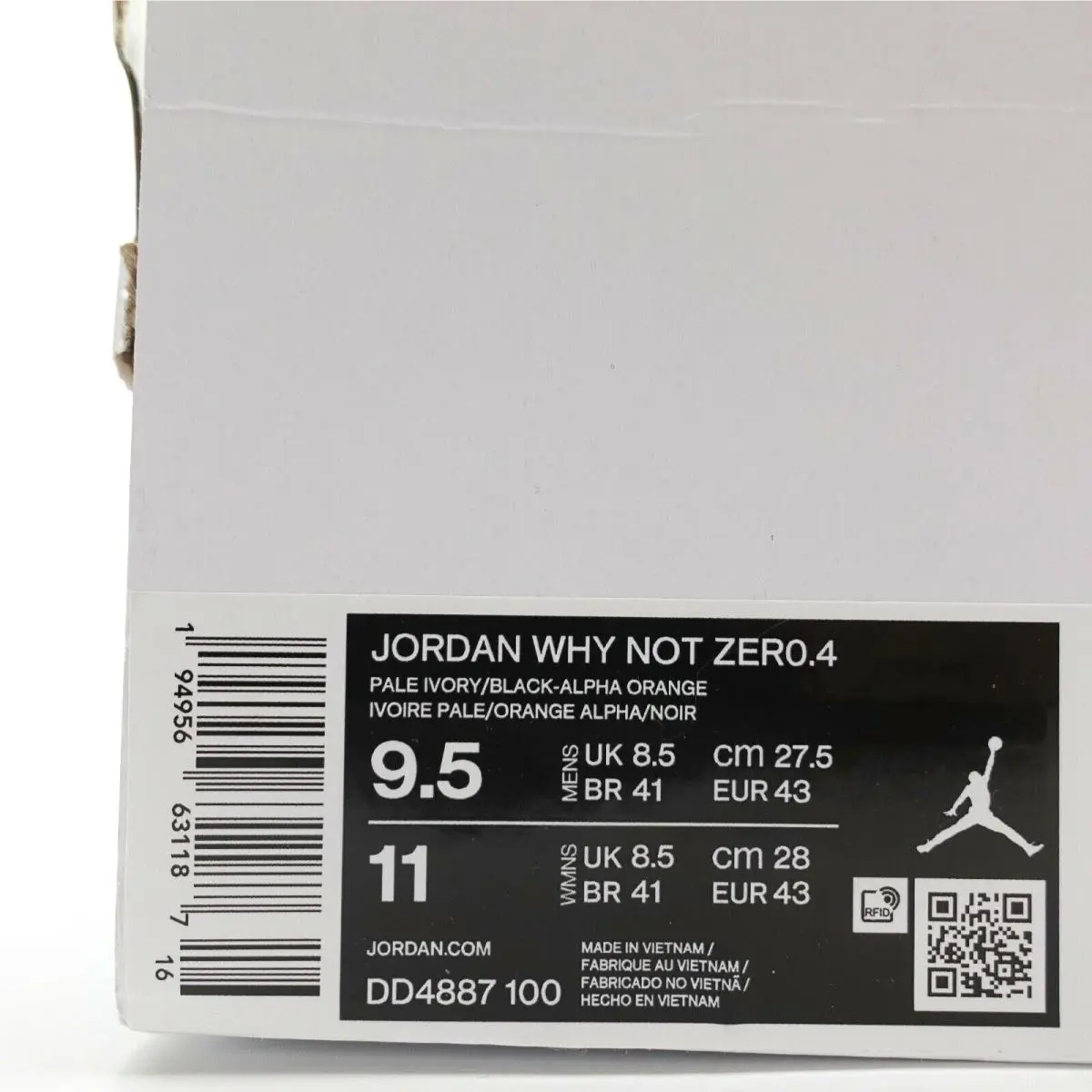 Nike shoes - Jordan `Why Not?` ZER0.4 - DD4887-100 - Pale Ivory/ Black- Alpha Orange 1
