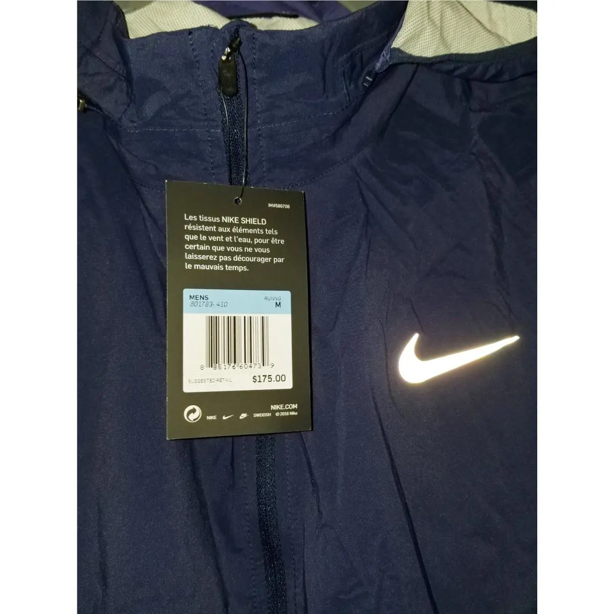 Nike clothing - NIKE Shield Water Wind Resistant Blue F/Z Hoodie Running Jacket - 801783 - Blue 16