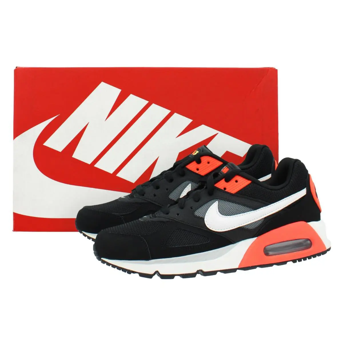 Nike Men`s Air Max Ivo Sneakers 580518 Retro Casual Suede Leather Mesh Sneakers - Black/White/Cool Grey - 016