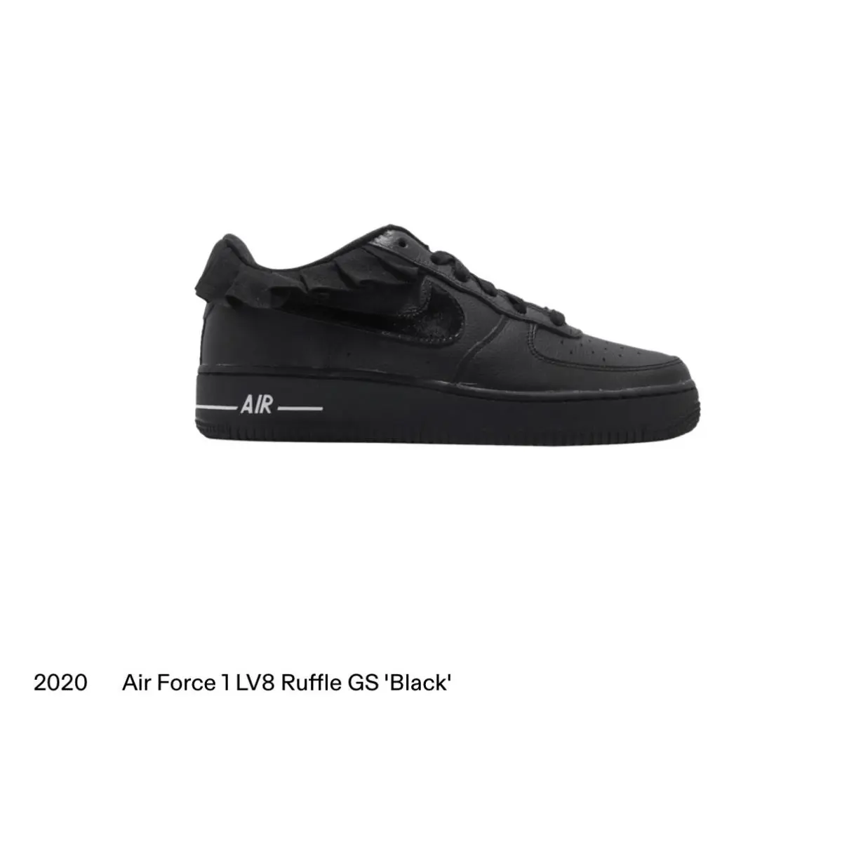 Size 6Y Nike Air Force 1 LV8 Ruffle QS GS CI2302 001 Low Black