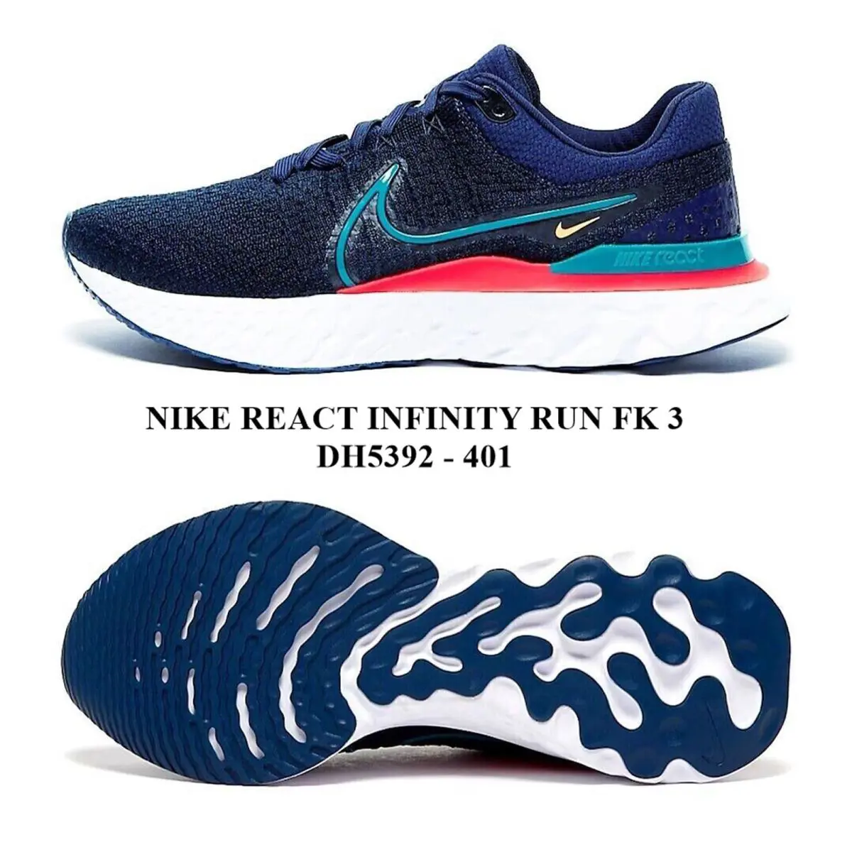 Nike React Infinity Run FK 3 DH5392-401 Men`s Shoes W/originalbox NO Lid - DARK BLUE