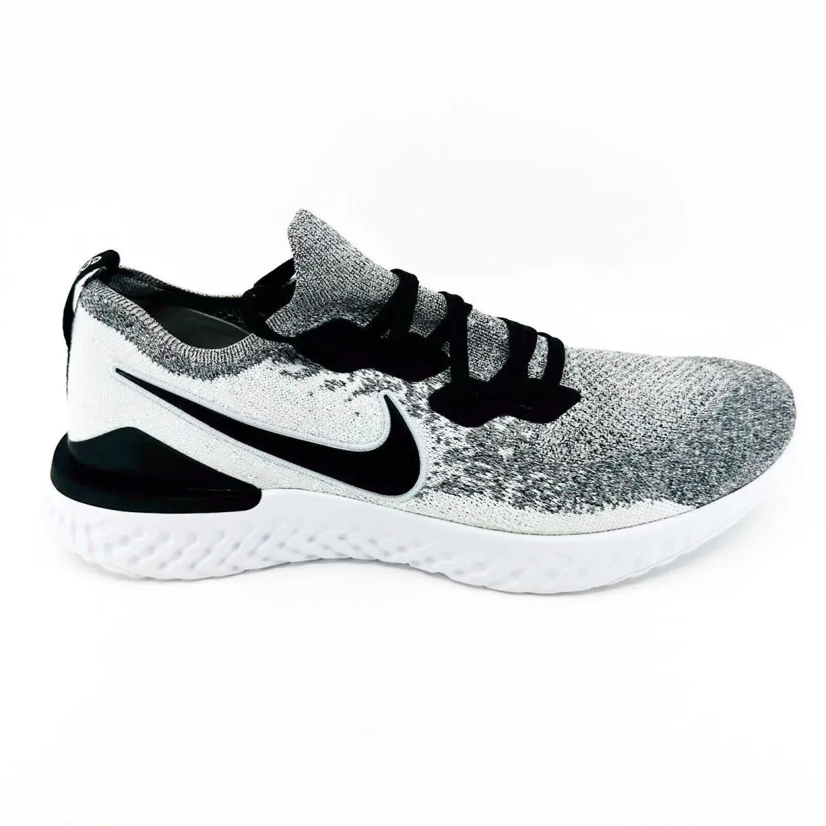Nike Epic React Flyknit 2 White Black Platinum Oreo Mens Running Sneaker - White