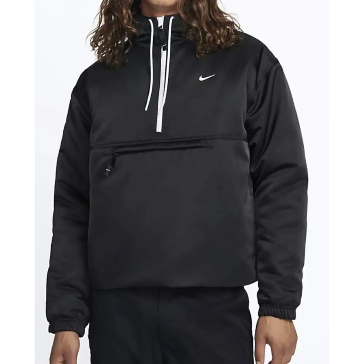 Nike clothing - Nike Solo Swoosh Satin 1/2 Zip Pullover Anorak - DR0839 - Black 0