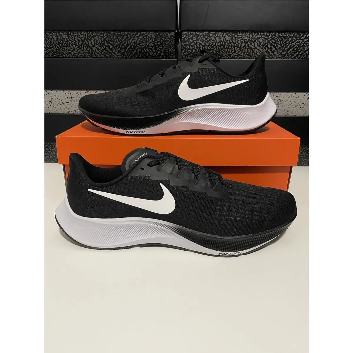 Nike Air Zoom Pegasus 37 “black White” BQ9646-002 Men’s Size 11.5-13 Running