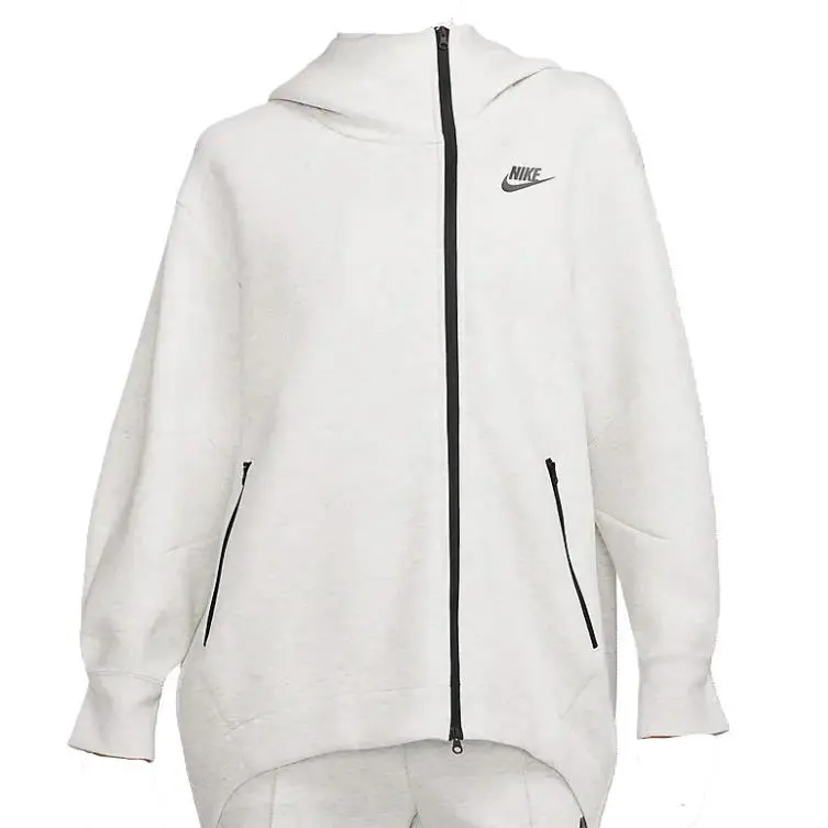 Nike Women`s Tech Fleece Oversized Full-zip Cape Hoodie Light Grey FB8243-013 h - Gray