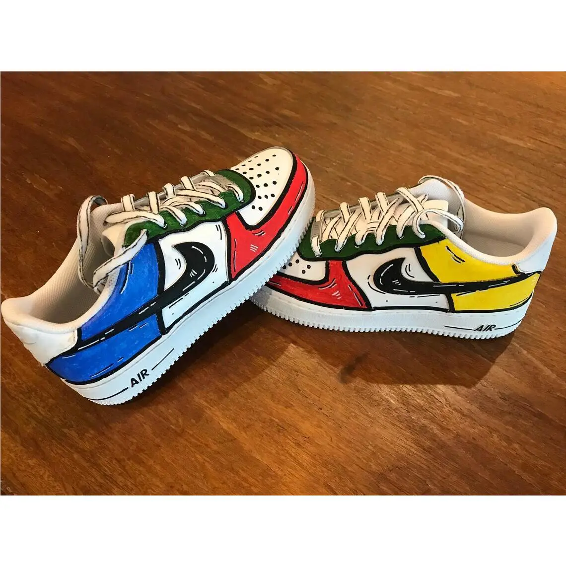 Nike Air Force 1 Custom White Shoes Red Green Blue Yellow Cartoon Graffiti Pop Art