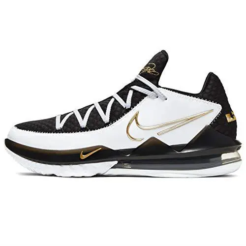 Nike Men`s Lebron Xvii Low Black White Gold CD5007-101 Basketball Shoes - Black White Gold