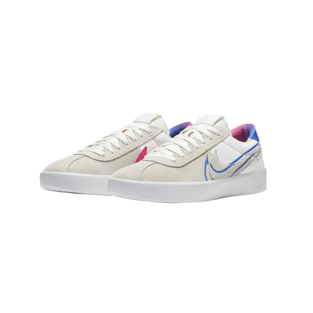 Nike SB Bruin React T Summit White Pink Racer Blue CV5980-100 794 Men`s Shoes - Summit White/Pink Blast-Pink Blast-Racer Blue