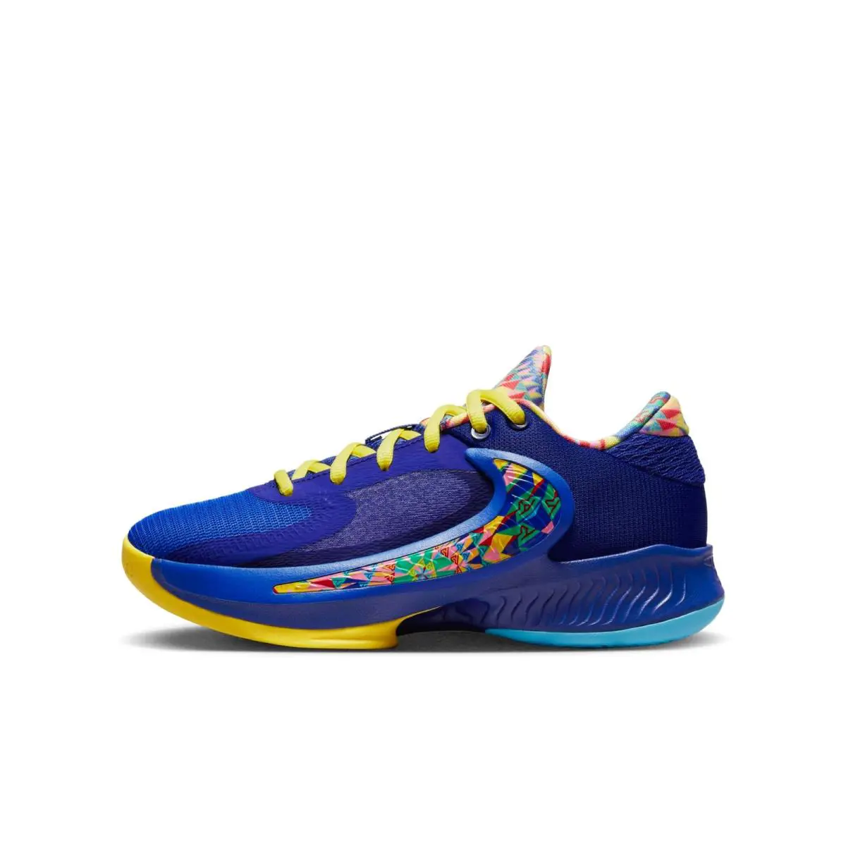 DV3017-400 Grade School Nike Zoom Freak 4 SE GS `kaleidoscope` - Deep Royal Blue/Opti Yellow/Bright Crimson/University Gold